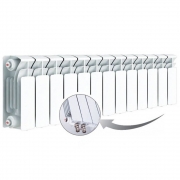 Биметаллический радиатор Rifar Base Ventil 200, 13 секций, с нижним правым подключением