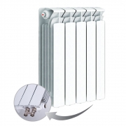 Биметаллический радиатор Rifar Base Ventil 500, 5 секций, с нижним левым подключением