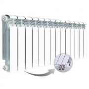 Алюминиевый радиатор Rifar Alum Ventil 350, 14 секций, с нижним левым подключением