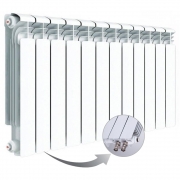 Алюминиевый радиатор Rifar Alum Ventil 500, 12 секций, с нижним левым подключением